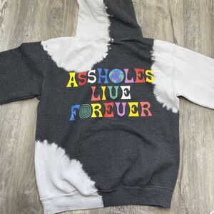 Linda Finegold Hoodie A$$holes Live Forever Sweatshirt Gray White Mens Small